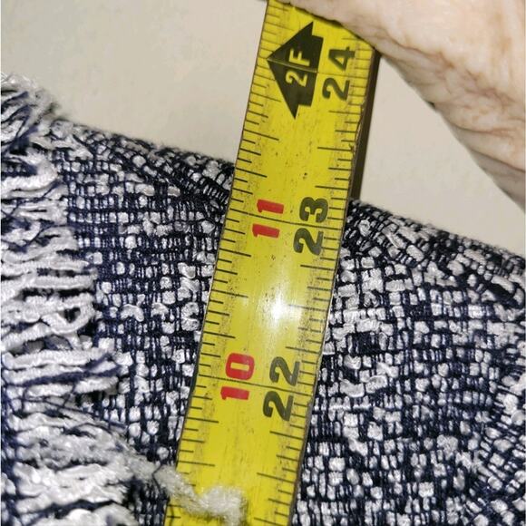 Talbots Womens Blue & White Tweed Fringed Blazer Jacket Size 8 - Picture 9 of 10
